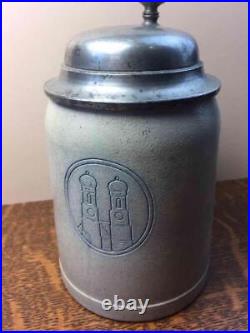 Antique Vintage Frauenkirche Saltglazed Stoneware German Beer Stein Tankard Lid