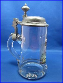 Antique Year 1886 German Pewter Lid Beer Stein Mug 8.5 Tall Dia 3 3/4 Engraved