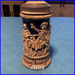 Antique large German Beer Stein made in Germany, 10 1/2 Tall