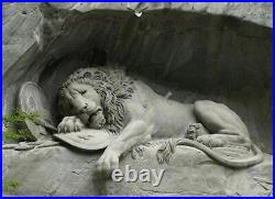 Atq Lion of Lucerne Luzern German Regimental Pewter Lithophane Lidded Beer Stein