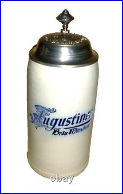 Augustiner Munich 2023 Oktoberfest salt-glazed lidded Masskrug German Beer Stein