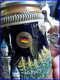Authentic castle german beer stein pewter lid