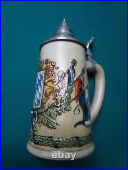 Bayern (Bavarian) Coat of Arms With Flags Authentic German Beer Stein 0.5 L ORIG