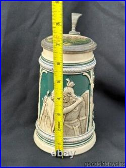 Beautiful Antique German Beer Stein Porcelain Lid