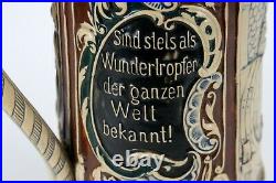 Beautiful Lidded German Beer Stein # 1195 16 1/2