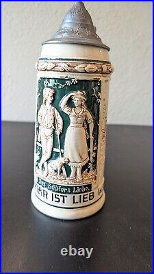 Beautiful Set Of 4 German Lidded Beer Steins