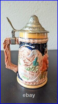 Beautiful Set Of 4 German Lidded Beer Steins