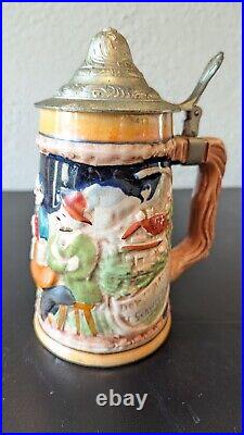 Beautiful Set Of 4 German Lidded Beer Steins