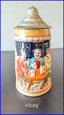 Beautiful Set Of 4 German Lidded Beer Steins