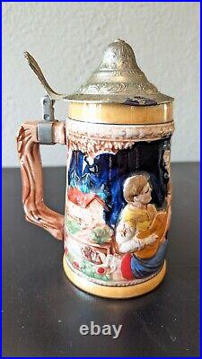 Beautiful Set Of 4 German Lidded Beer Steins