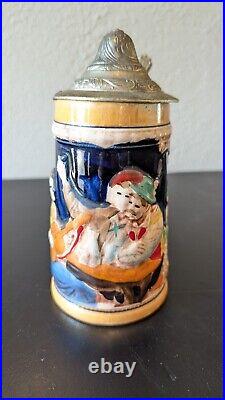 Beautiful Set Of 4 German Lidded Beer Steins