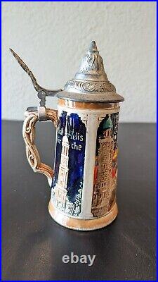 Beautiful Set Of 4 German Lidded Beer Steins