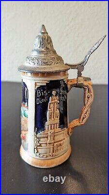 Beautiful Set Of 4 German Lidded Beer Steins