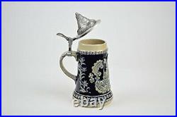 Beer Stein Engraved Bavarian German Castle Lidded Beer Mug by E. H. G. 6 Liter