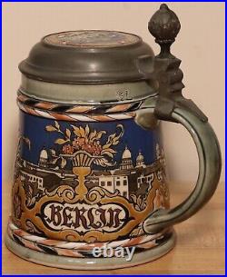 Berlin Shield with Saying by Mettlach 1/2L German beer stein antique # 2024