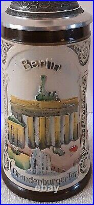 Berlin Wall German Stoneware Beer Stein Brandenburger Tor Denkmal Siegessaule