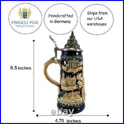 Blue Deutschland Germany Jousting Medieval Knights LE German Beer Stein. 3 L