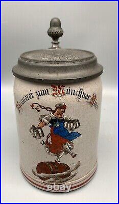 ° Brauerei zum Münchner Kindl 0,4 Liter lidded Munich Child Beer Stein Brewery