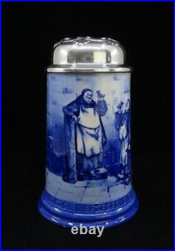 C1897 American Sterling Silver Lidded. 5L Beer Stein German Brewing Monks Scene