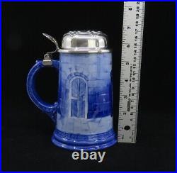 C1897 American Sterling Silver Lidded. 5L Beer Stein German Brewing Monks Scene