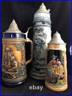 COLLECTION of 3 Rare German BEER STEINS High Quality Numbered Antique & Vintage