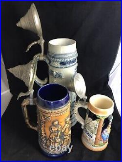 COLLECTION of 3 Rare German BEER STEINS High Quality Numbered Antique & Vintage