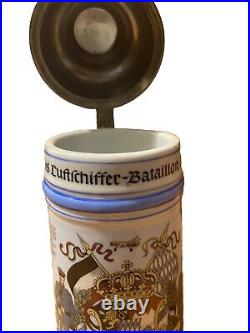 Classic German 1910 Air Force Porcelain Beer Stein Lithophane