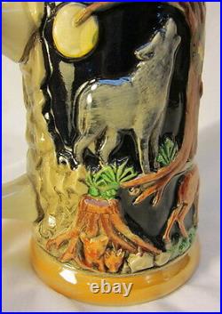 Collectable German Lidded Beer Stein. Hand-painted Alpine Wildlife