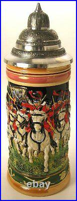Collectable German Lidded Beer Stein. Hand-painted Husars Horse
