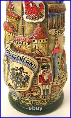 Collectable LTD German Lidded Beer Stein. Hand-painted City Scenes