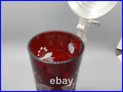Crystal Red Cut to Clear German Beer Stein Excellent Condition