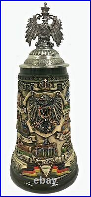 Deutschland Germany City Panorama with 3D Eagle Lid LE German Beer Stein. 75 L