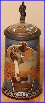 Drinker's Fire by Mettlach 1/2 liter German beer stein antique # 2091 fireman