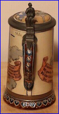 Drinker's Fire by Mettlach 1/2 liter German beer stein antique # 2091 fireman