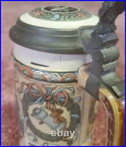 Drinkers & Barmaid with Saying by Mettlach 1/2L German beer stein antique # 2716