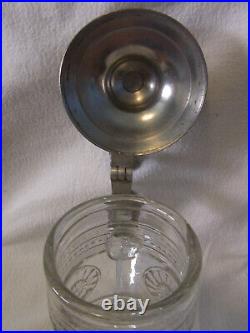 Early Beer Stein Glass Lidded Hand Blown Antique German #XX