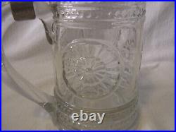 Early Beer Stein Glass Lidded Hand Blown Antique German #XX