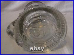 Early Beer Stein Glass Lidded Hand Blown Antique German #XX