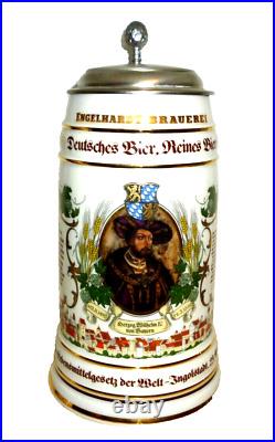 Engelhardt +1998 Berlin Reinheitsgebot 1L Masskrug lidded German Beer Stein