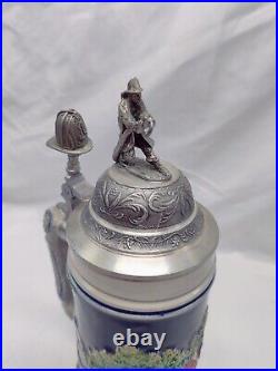 Fire Brigade with 3D Firefighter Pewter Lid German Beer Stein Limited Edition