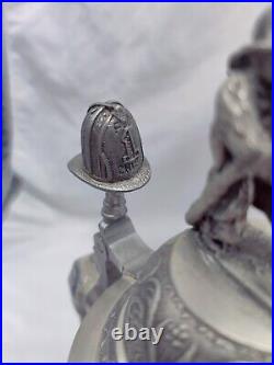 Fire Brigade with 3D Firefighter Pewter Lid German Beer Stein Limited Edition