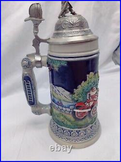 Fire Brigade with 3D Firefighter Pewter Lid German Beer Stein Limited Edition