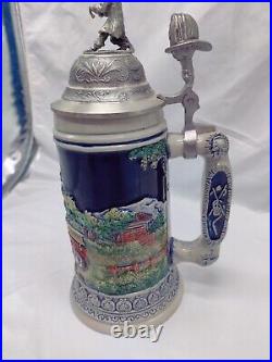 Fire Brigade with 3D Firefighter Pewter Lid German Beer Stein Limited Edition