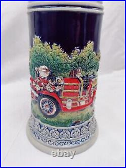 Fire Brigade with 3D Firefighter Pewter Lid German Beer Stein Limited Edition