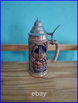 First Edition Gerz German Cities Themed Lidded Beer Stein Mug Hand Painted