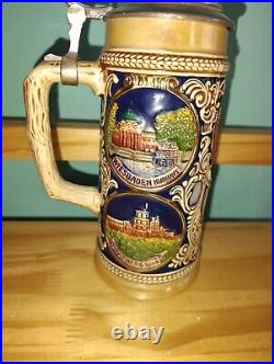 First Edition Gerz German Cities Themed Lidded Beer Stein Mug Hand Painted