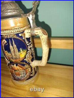 First Edition Gerz German Cities Themed Lidded Beer Stein Mug Hand Painted