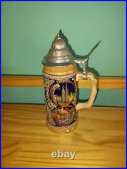 First Edition Gerz German Cities Themed Lidded Beer Stein Mug Hand Painted