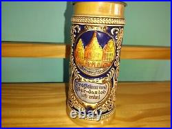 First Edition Gerz German Cities Themed Lidded Beer Stein Mug Hand Painted