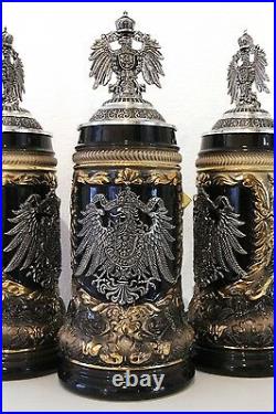 GERMAN BEER STEIN, 0,5 l pewter relief german eagle with lid NEW LIMITED EDITION